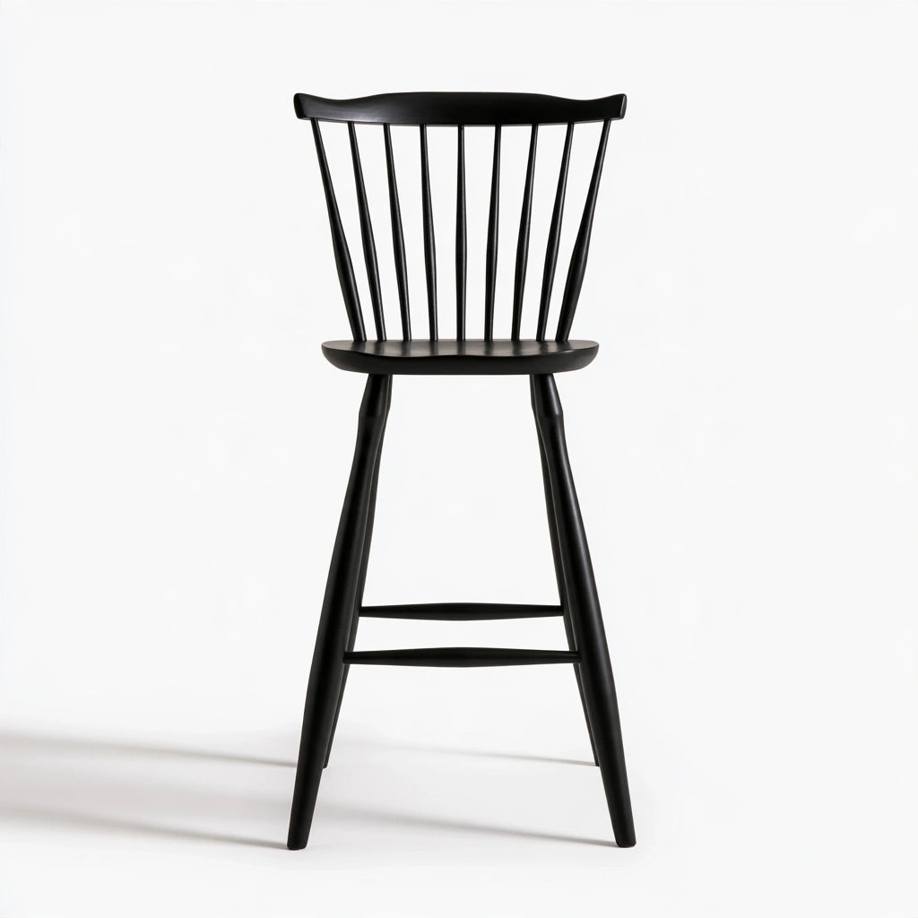 Windsor-Barhocker, aus Holz, Farbe: schwarz
