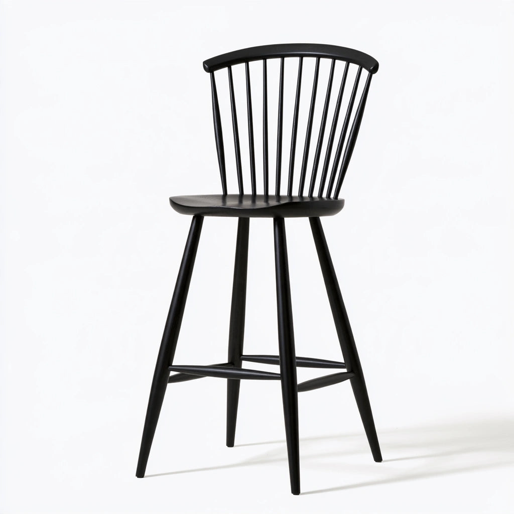 Windsor-Barhocker, aus Holz, Farbe: schwarz