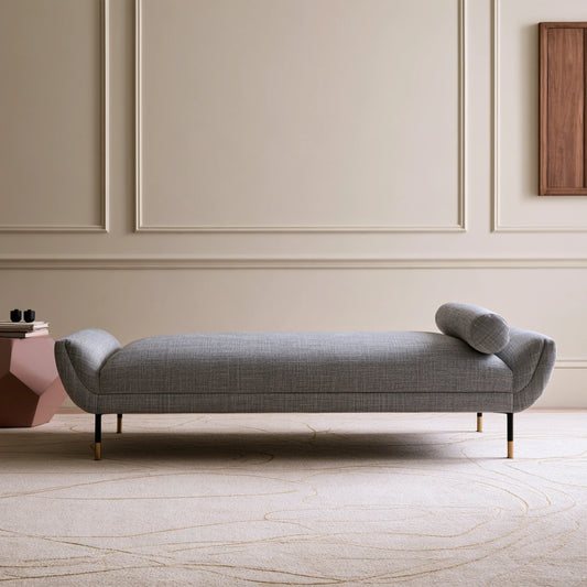 Modernes Tagesbett, mit Stoffbezug, Farbe: grau
