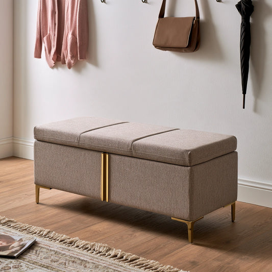 Gepolsterter Hocker mit Stauraum, mit klarer Formgebung, mit Stauraum, Farbe: taupe