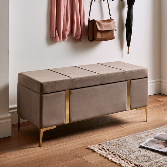 Gepolsterter Hocker mit Stauraum, mit klarer Formgebung, mit Stauraum, Farbe: taupe